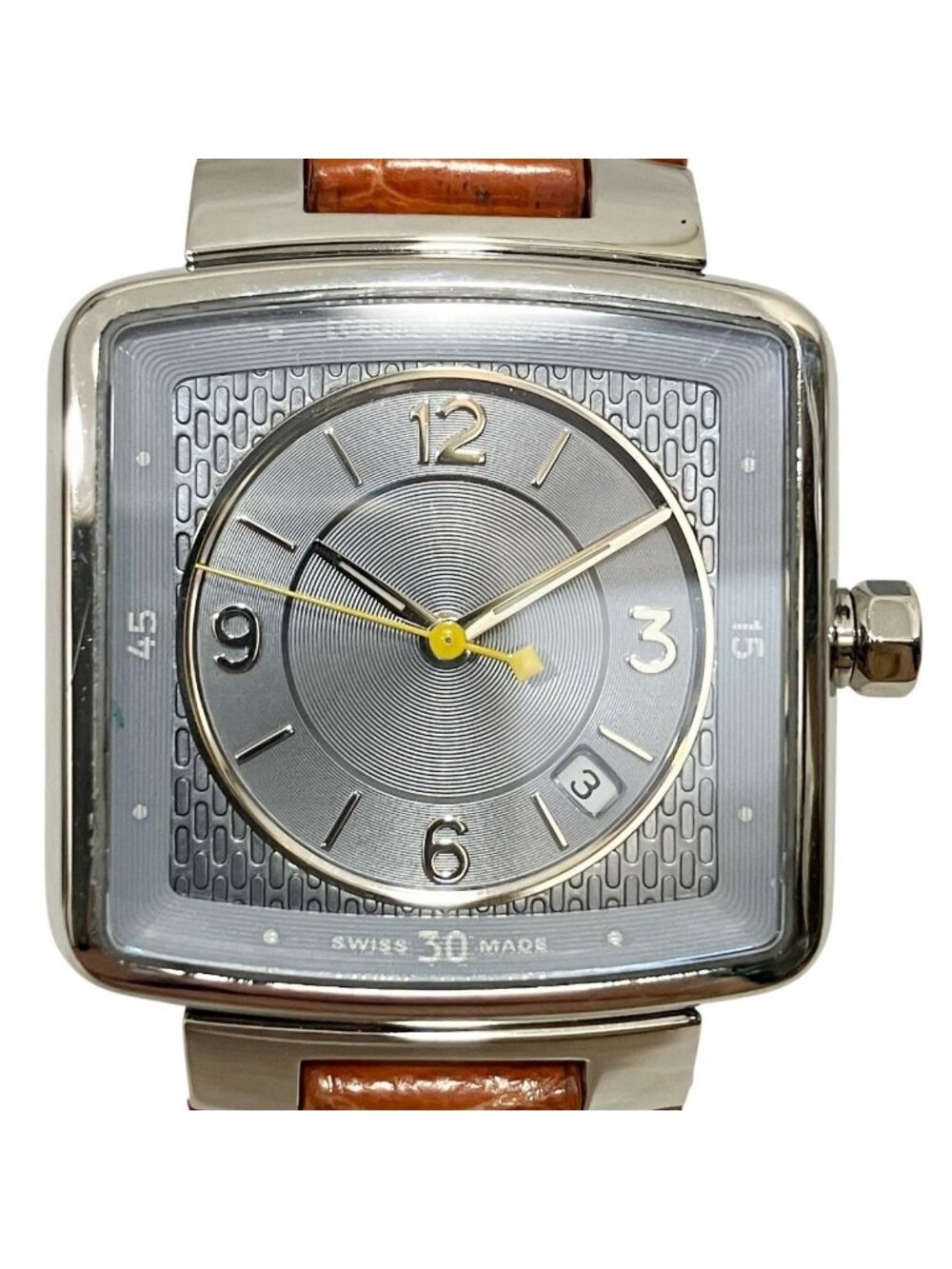 Louis Vuitton Tambour Speedy Watch SS Leather Quartz Silver Dial